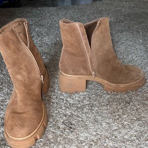 Steve Madden - Halt Chestnut Suede - Chunky Over the Ankle Boot